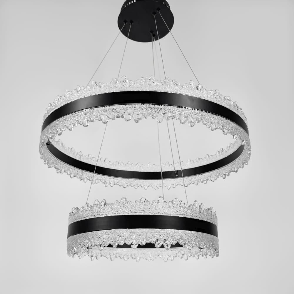 Люстра подвесная с двумя кольцами Ø 80/60 см Черный (MJ304-800+600 BK)