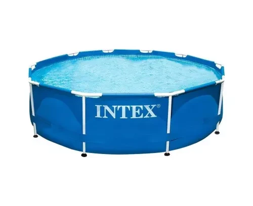 Бассейн каркасный круглый Intex Metal Frame с трехслойной ПВХ-чашей 305х76 см 4485 л Сине-серый