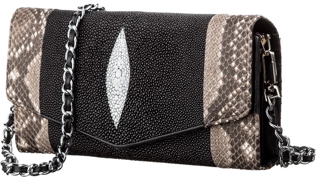 Сумка-клатч Stingray Leather 18215 из натуральной кожи морского ската Черный