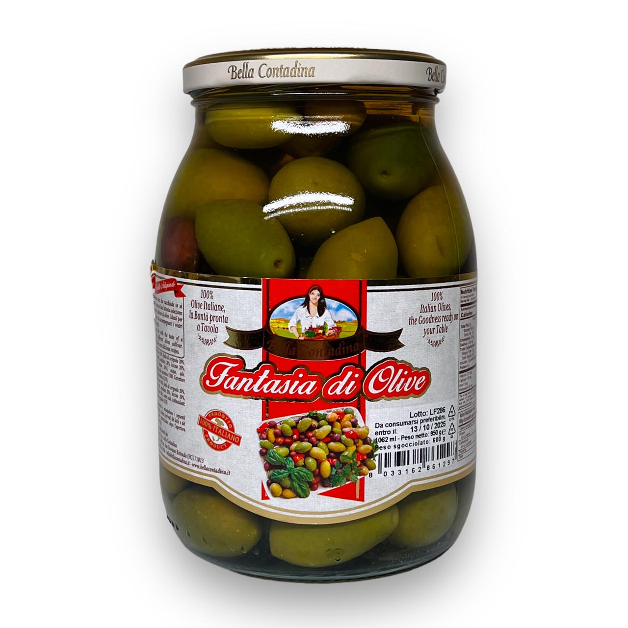 Оливки BELLA CONTADINA fantasia di olive цветной микс 1062 мл (1891304782)