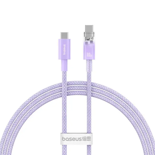 Кабель BASEUS Explorer Series Fast Charging Cable with Smart Temperature Control Cable Type-C to Type-C P10319703511-00 100W 1 м Purple