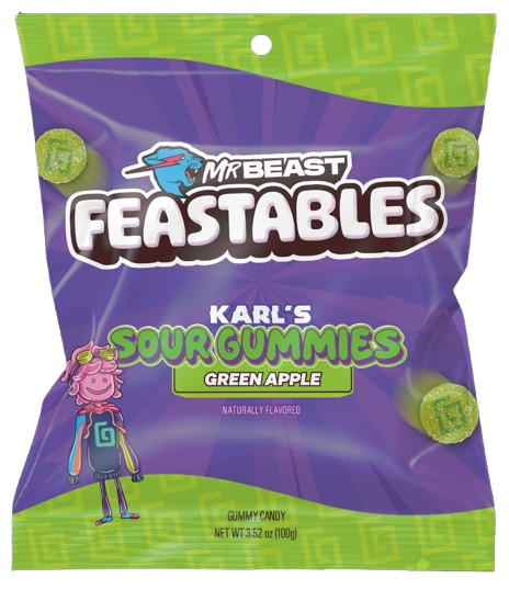 Конфеты желейные Feastables Karl Gummy Candy Sour Green Apple 100 г (1978324205)