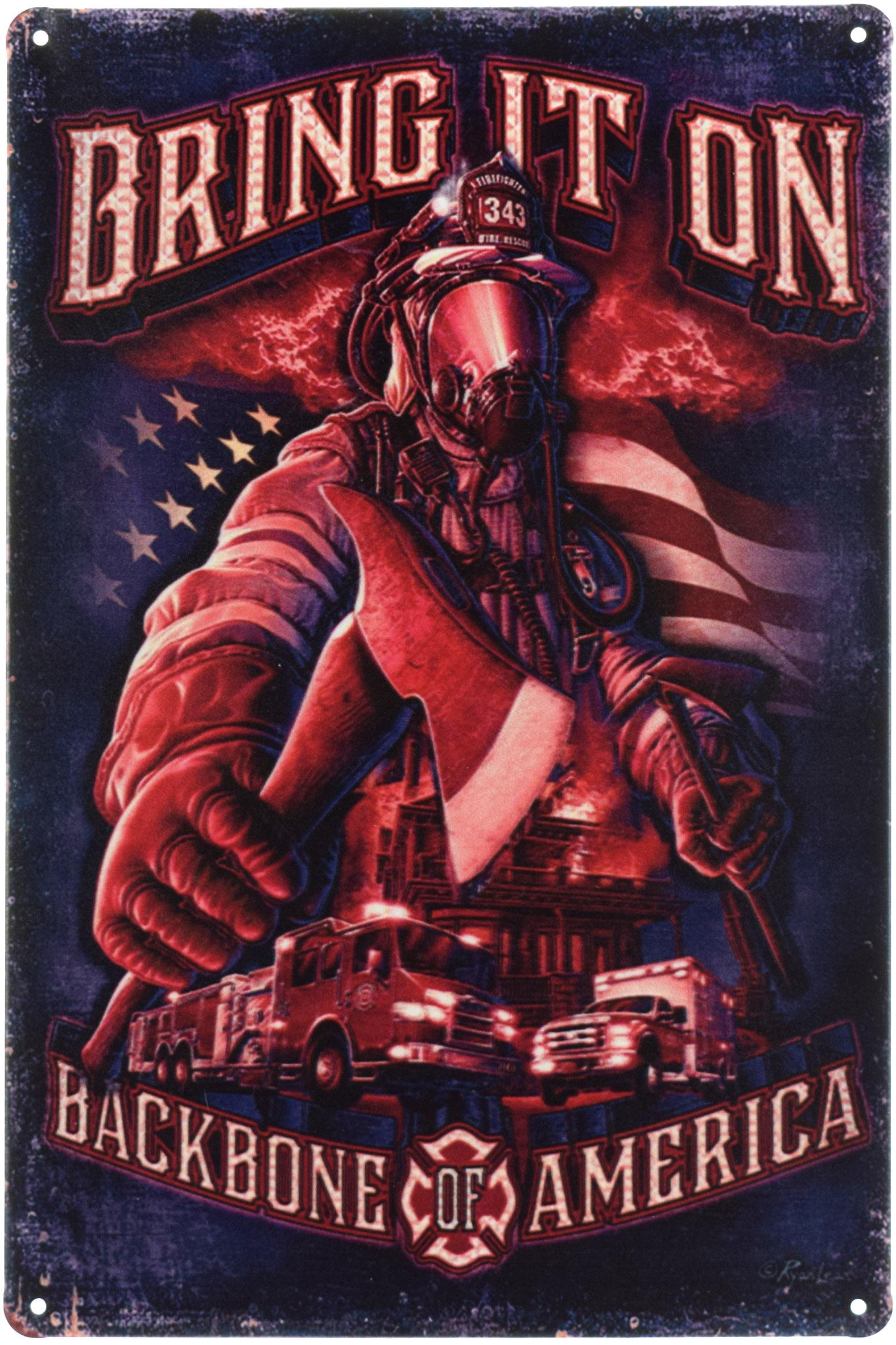 Табличка металева Пожежник Backbone Of America 20x30 см