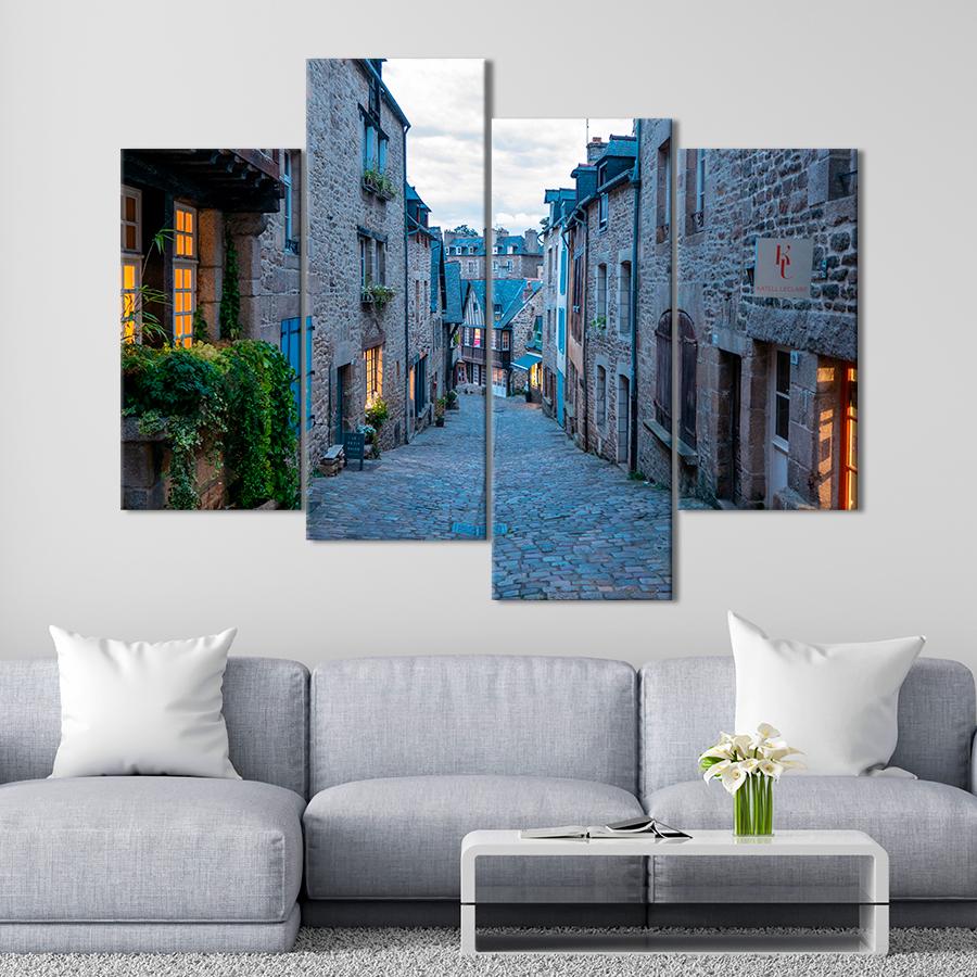 Картина город Маленькая улица в Динане вечером 149x106 см (A824-4)