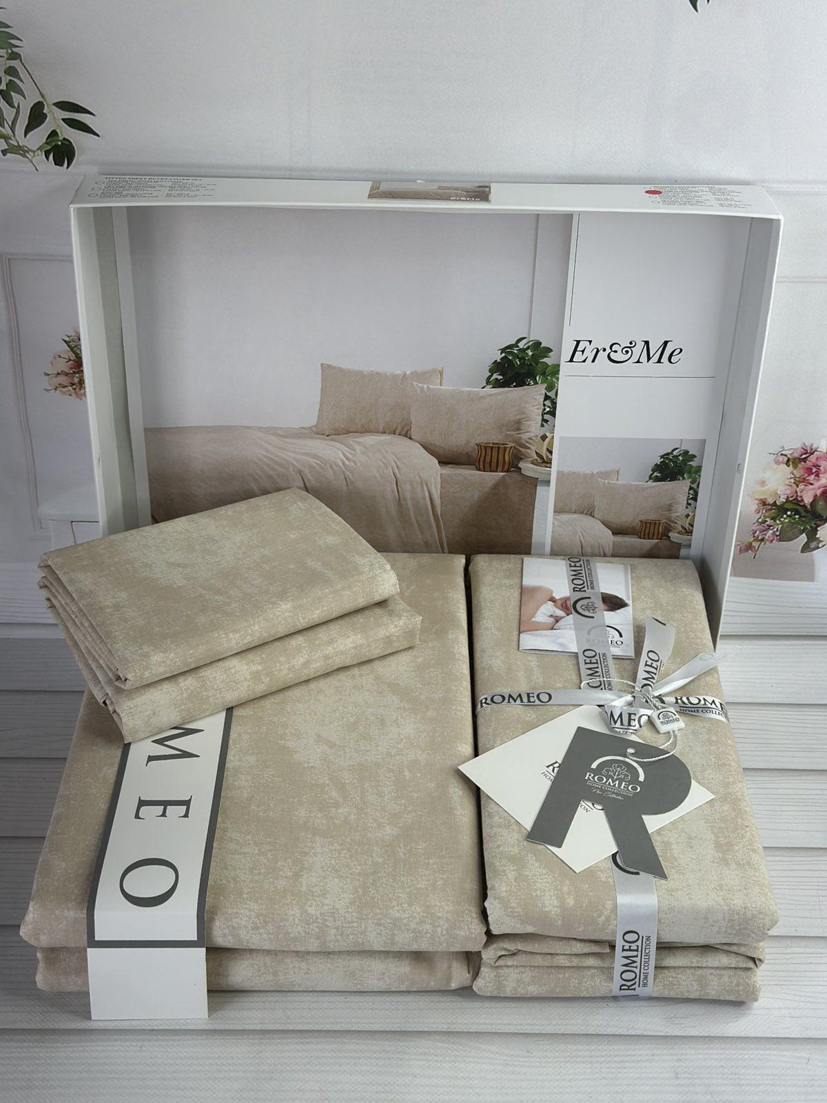 Комплект постельного белья Erme поплин Евро Бежевый (erme1) - фото 1