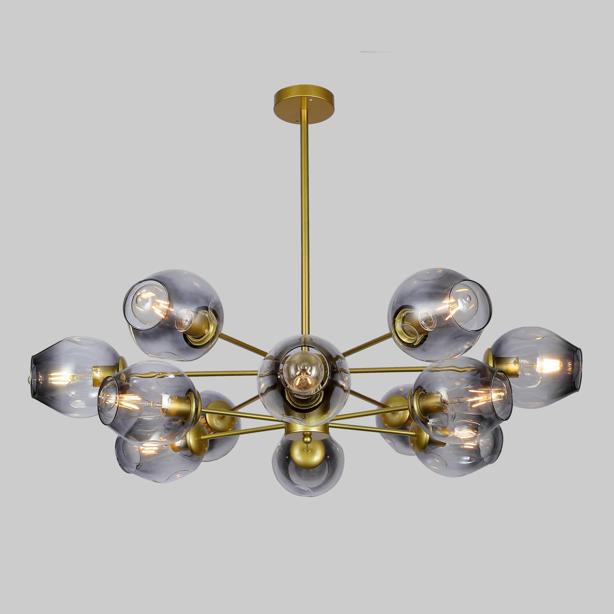 Люстра Modern Molecule на 12 ламп с черными плафонами Золотой Люстра Modern Molecule на 12 ламп с черными плафонами Золотой