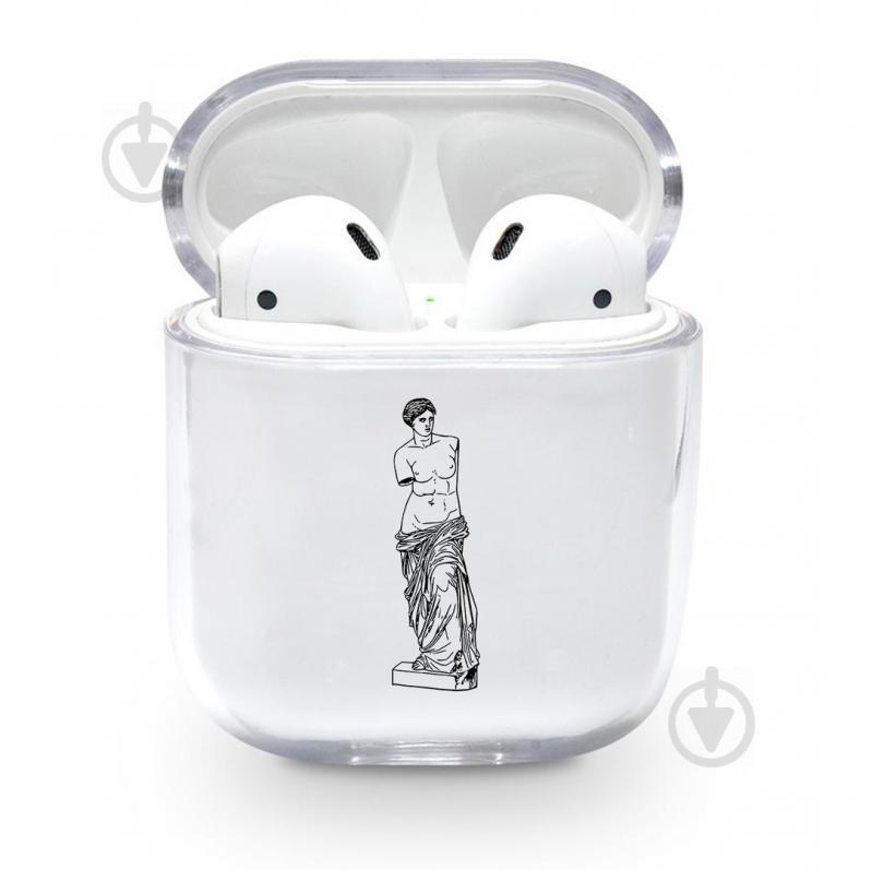 Прозрачный силиконовый чехол Apple AirPods с рисунком - Статуя (KAP1137)