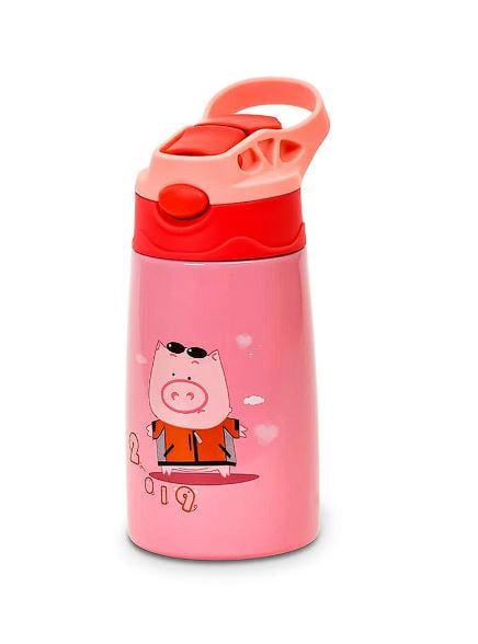 Термос поильник детский с трубочкой Pig 350 мл Розоый (30214)