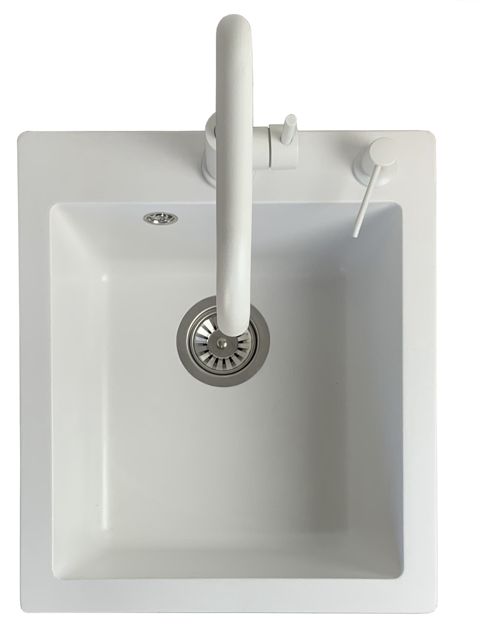 Кухонная мойка Vector Front 42x50 см с дозатором/сифоном/смесителем Белый (13874013)