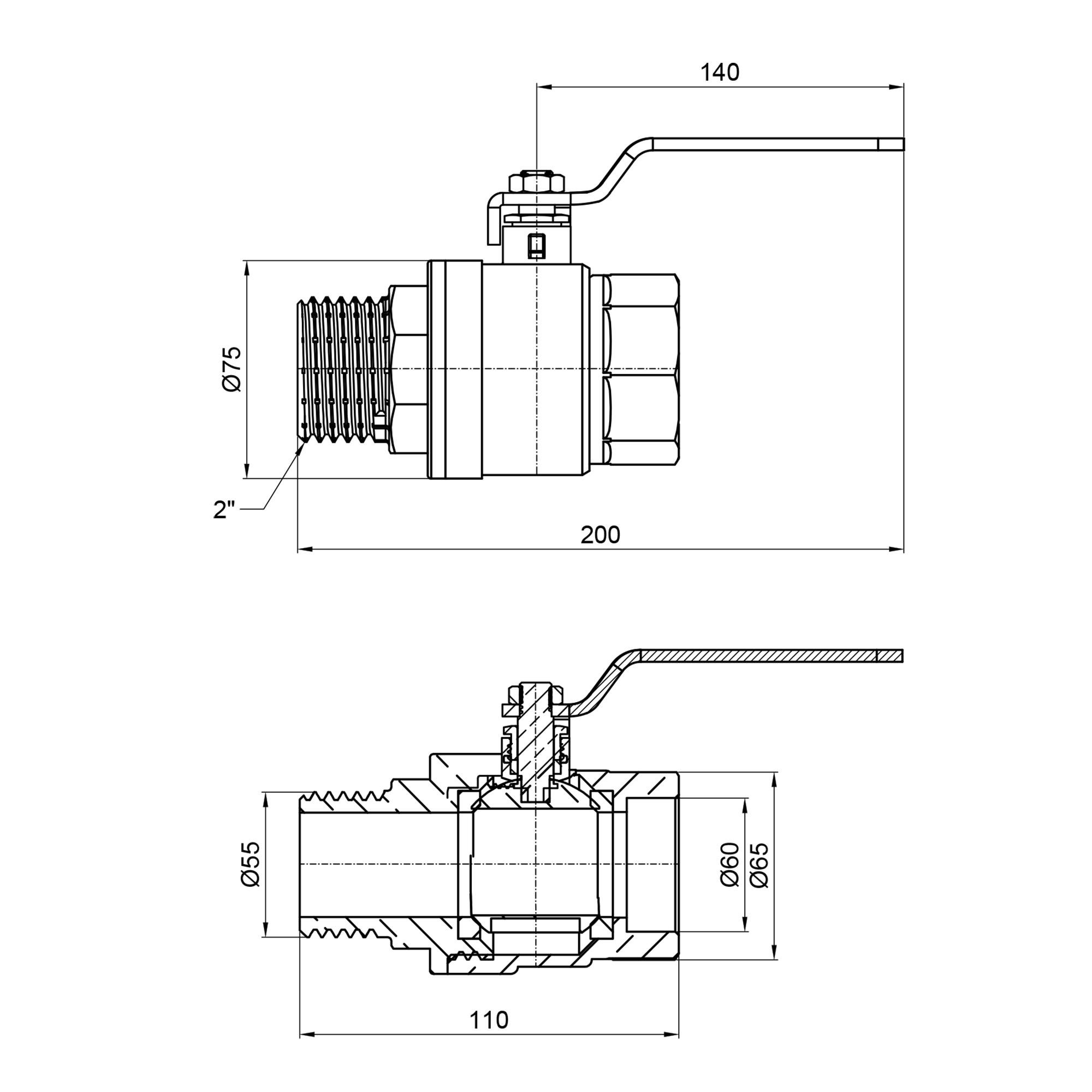 Кран шаровой SD Plus 2" ВН для воды SD605W50 (15166) - фото 3