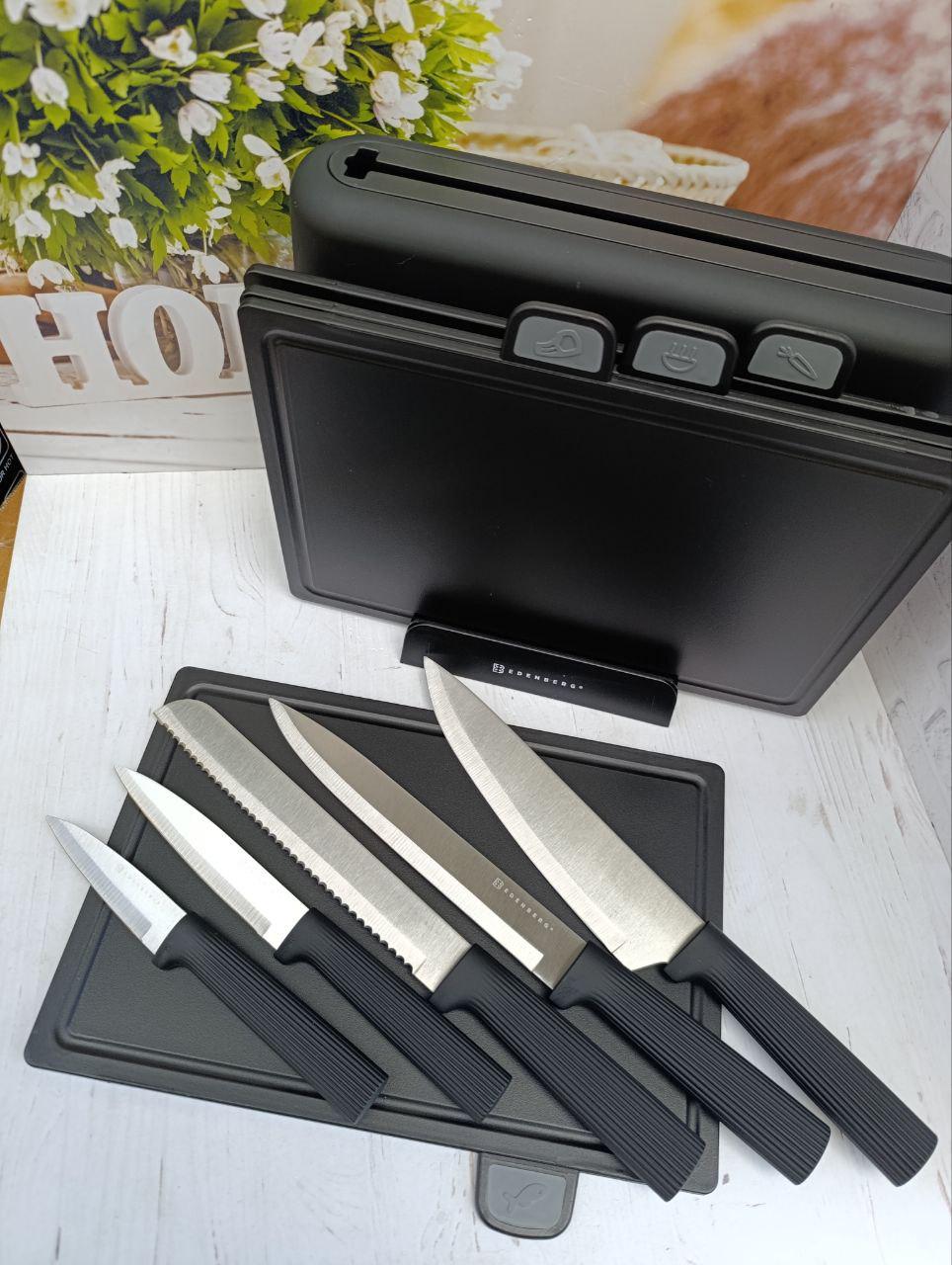 Набір обробних дощок та кухонних ножів Edenberg EB-3620 10 предметів Чорний (EB-3620) - фото 7 Набір обробних дощок та кухонних ножів Edenberg EB-3620 10 предметів Чорний (EB-3620) - фото 7