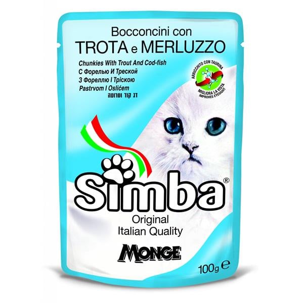 Корм для кошек Monge Simba Cat Wet форель и треска 0,1 кг (27260453)