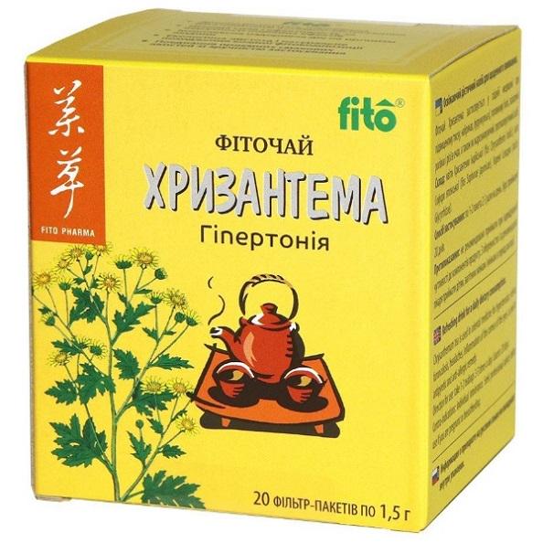Фіточай профілактичний для тиску та кровообігу FITO PHARMA Хризантема фільтр-пакети 1,5 г 20 шт. (23442648)