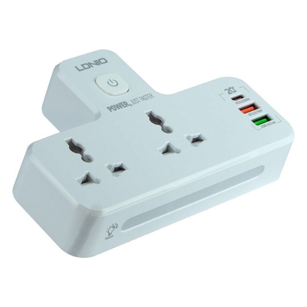 Переходник сетевой с ночником LDNIO SC2311 1 Type-C PD/2 USB QC/2 PSocket/Led lamp White (33308453)