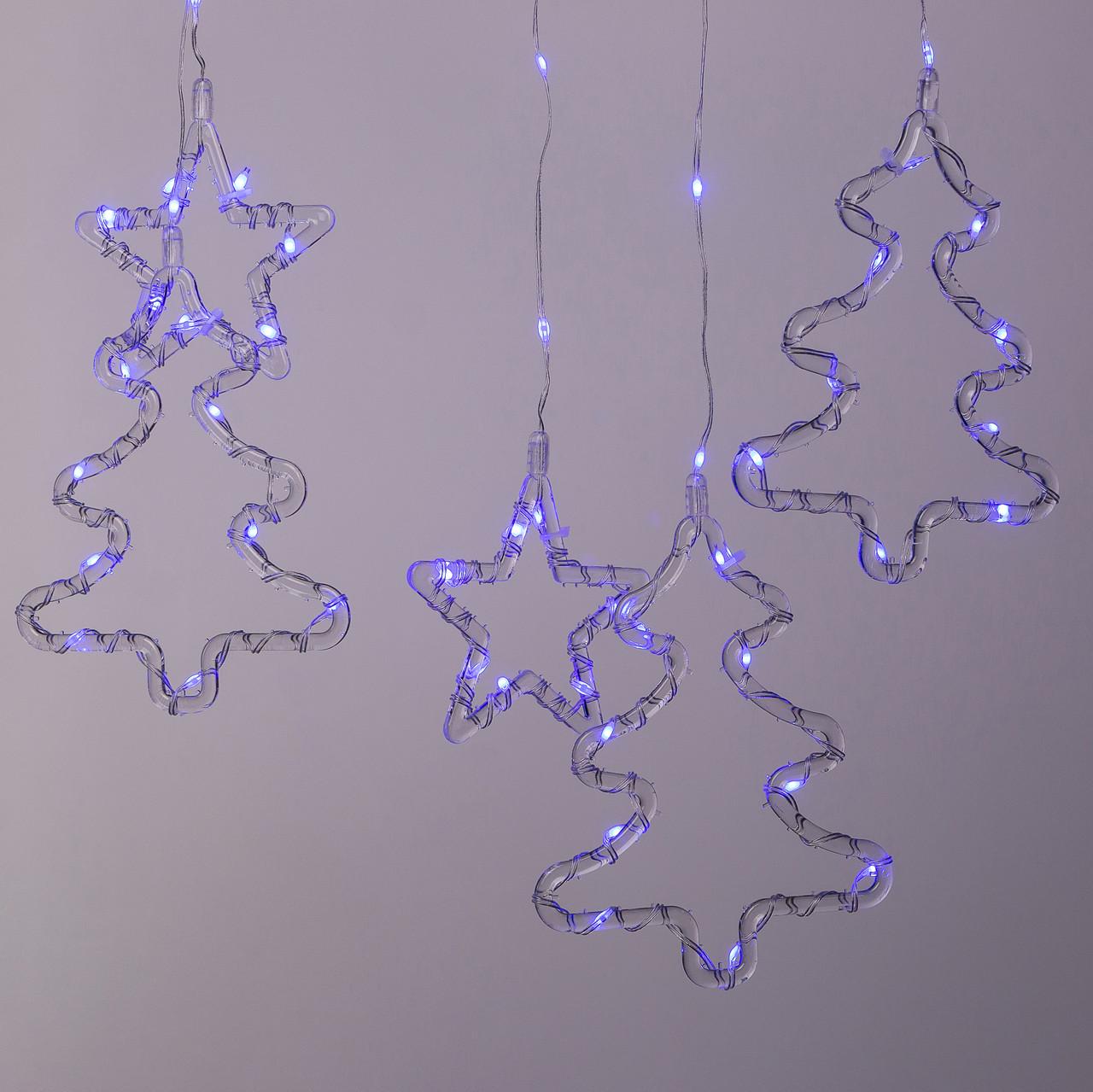 Гірлянда-штора світлодіодна GarlandoPro зірка та ялинка 120 LED 8 режимів Синій 3х0,9 м (3043) - фото 9