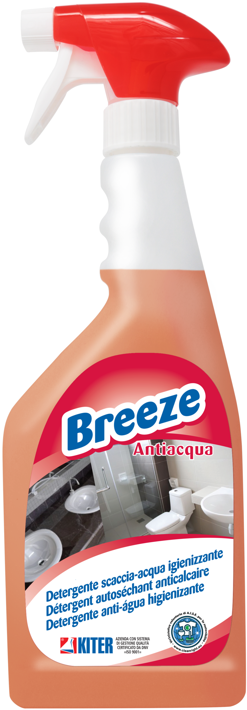 Дезінфікуючий водовідштовхуючий очищувач Kiter Breeze для ванних кімнат 750 мл (13024.750M)