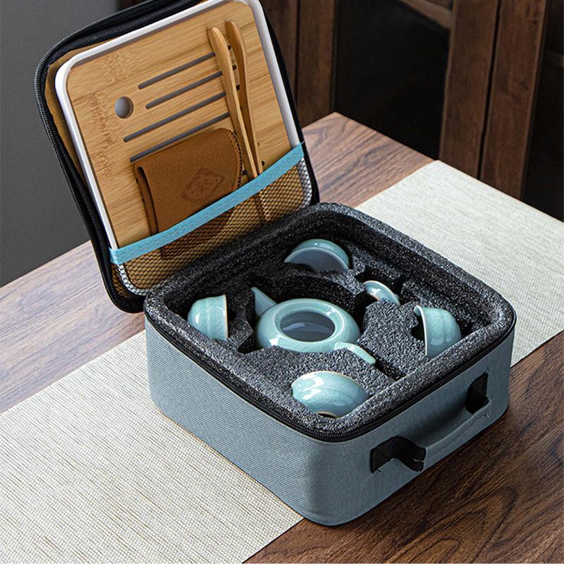 Набір для чайної церемонії в дорозі UFT чайник/піали та чабань Blue (TSET9) - фото 2 Набір для чайної церемонії в дорозі UFT чайник/піали та чабань Blue (TSET9) - фото 2