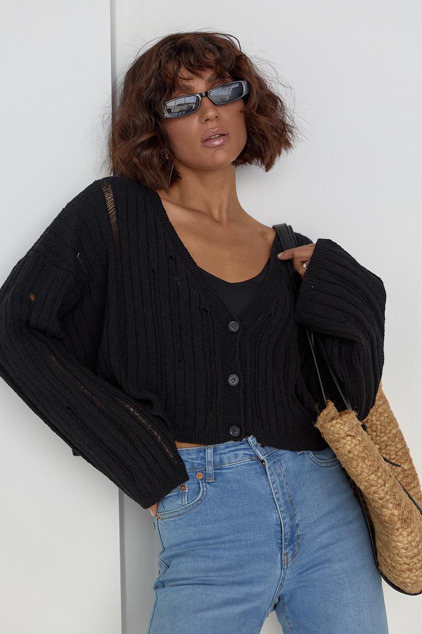 Кардиган жіночий у стилі гранж S Чорний (11643843) - фото 6 Кардиган жіночий у стилі гранж S Чорний (11643843) - фото 6