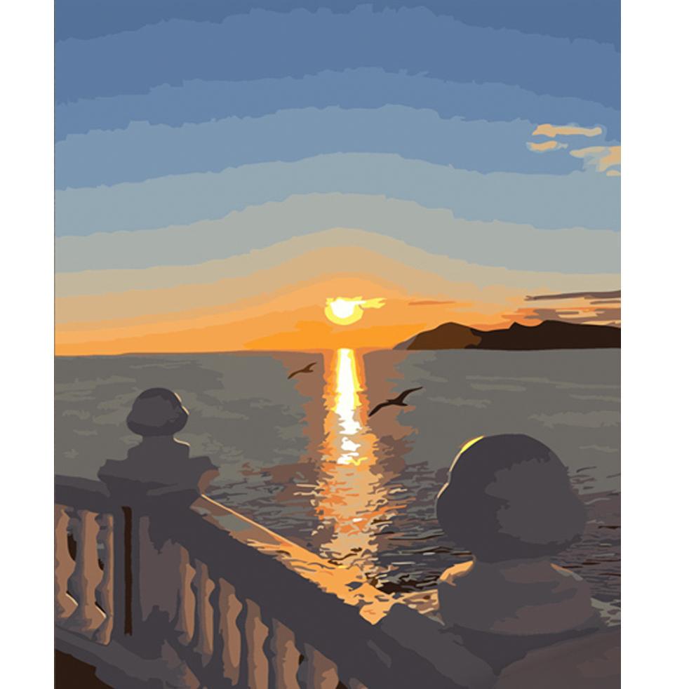 Картина по номерам Strateg Премиум Рассвет на море 40x50 см (GS561)