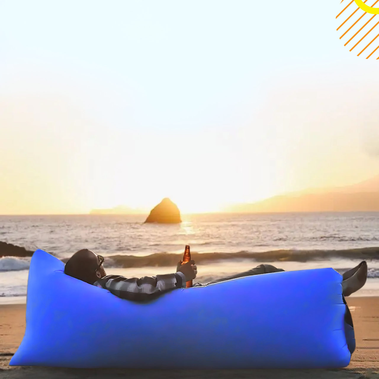 Лежак надувной Lamzac X-2 MAX двухслойный 200х90х70 см до 200 кг Синий (TM001276) - фото 7