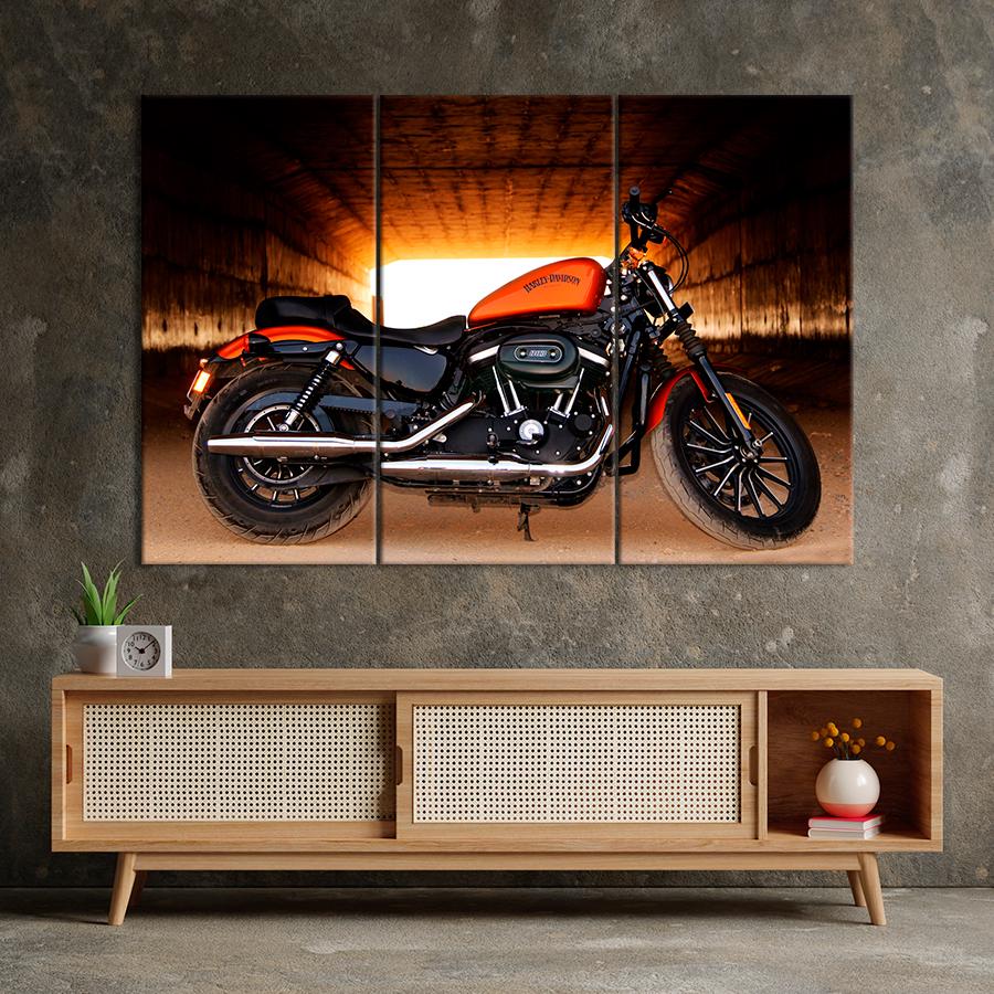 Картина Автомобиль Вид сбоку на культовый байк Harley-Davidson 156x100 см (A1210-3)