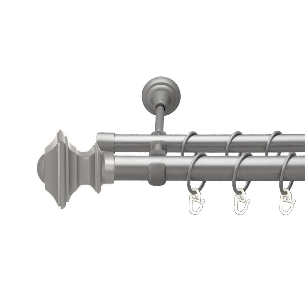 Карниз Orvit Борджеза металевий дворядний відкритий гладка труба кільце металеве 25/19 мм 300 см Сатин (00-00023351)