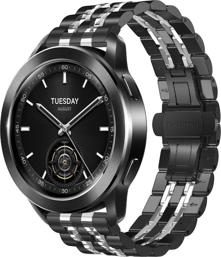 Браслет металлический Spinye Line для Xiaomi Watch S3 Black Silver (37145-03)