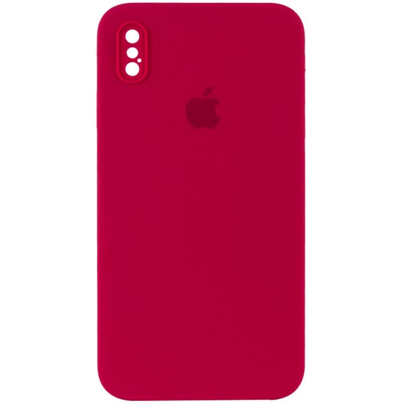 Протиударний чохол Silicone Case Square Full Camera Protective (AA) для Apple iPhone XS Max (6.5") Червоний / Rose Red