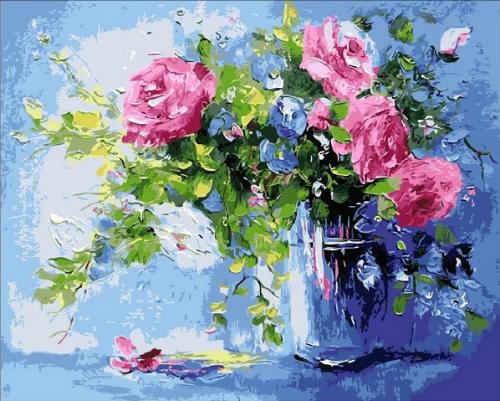 Картина по номерам Mariposa "Небесно-розовый букет" 40x50 см (skl-Q1440)