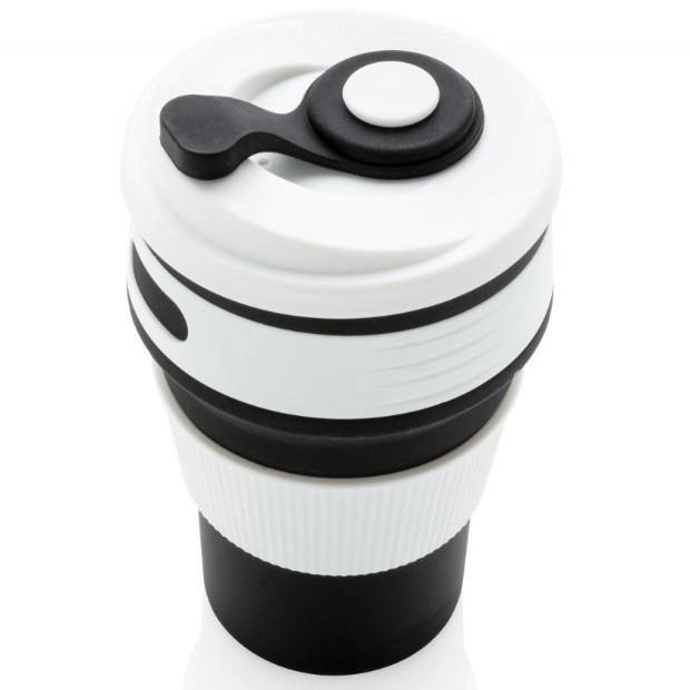 Чашка силиконовая Collapsible складная с герметичной крышкой и поилкой 350 мл Черный - фото 3