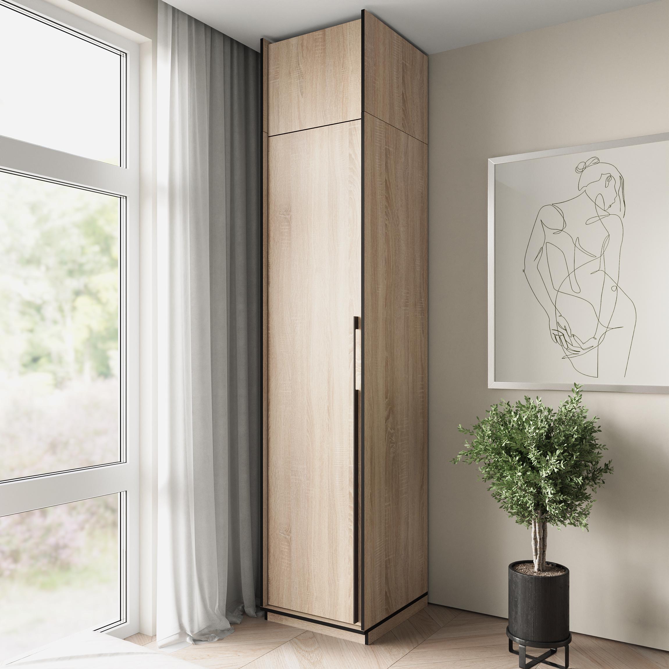 Шафа-пенал в передпокій розпашна однодверна зі штангою для одягу та антресолью 519х2500х570 мм Дуб сонома (mr-12a-sn)