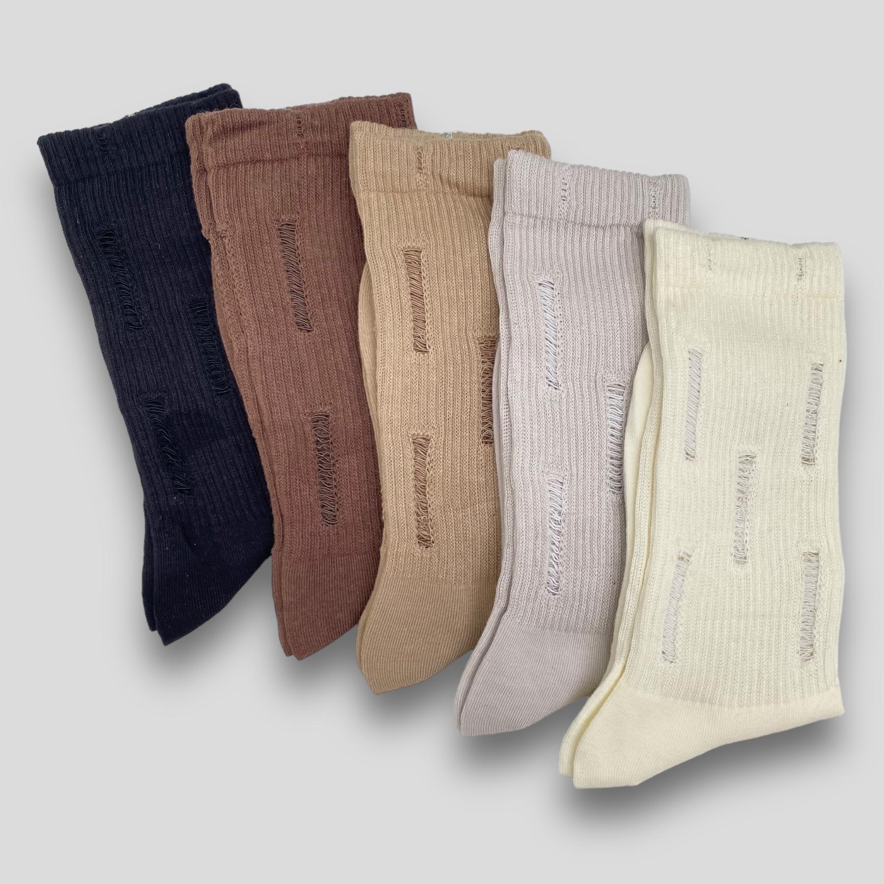 Носки женские рваные высокие 5 пар р. 36-41 (I2-JBY592)