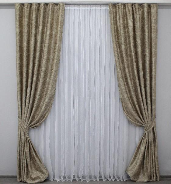 Шторы блекаут Дамаск 1,5х2,8 м 2 шт. Бежевый (1111ш)