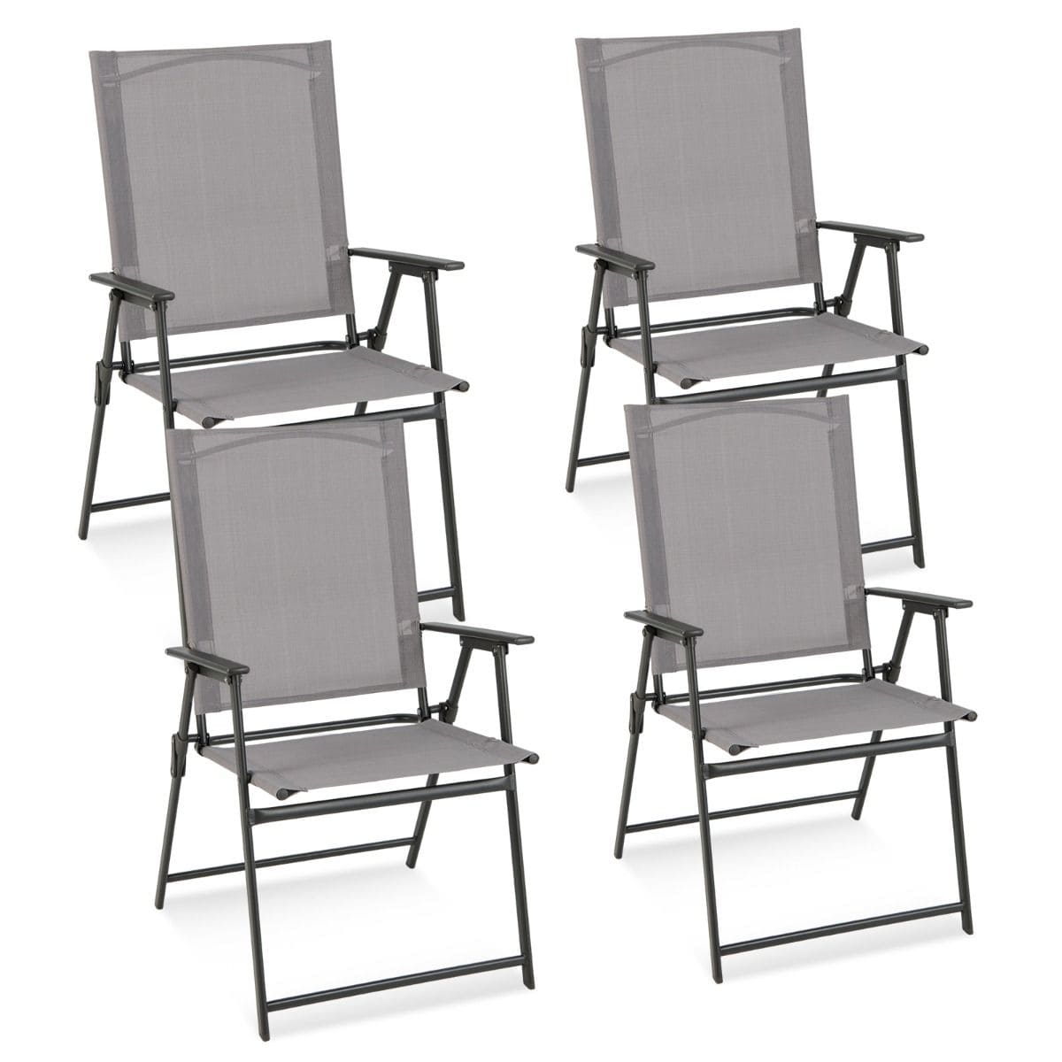 Стул садовый складной 58x62x96 см Серый (COSTWAY-01426)