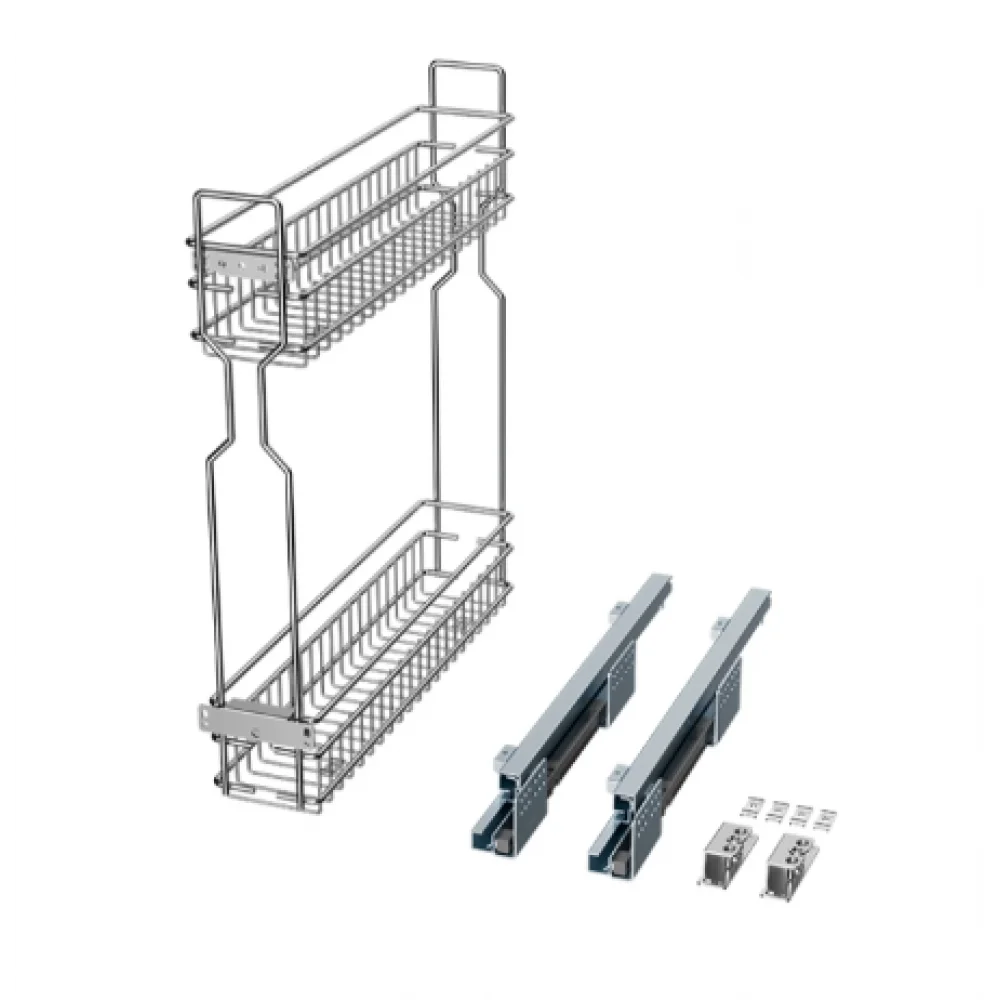 Висувний кошик Карго Muller для кухні бічне праве з доводчиком 2 полиці 200 мм Хром (SO0886)