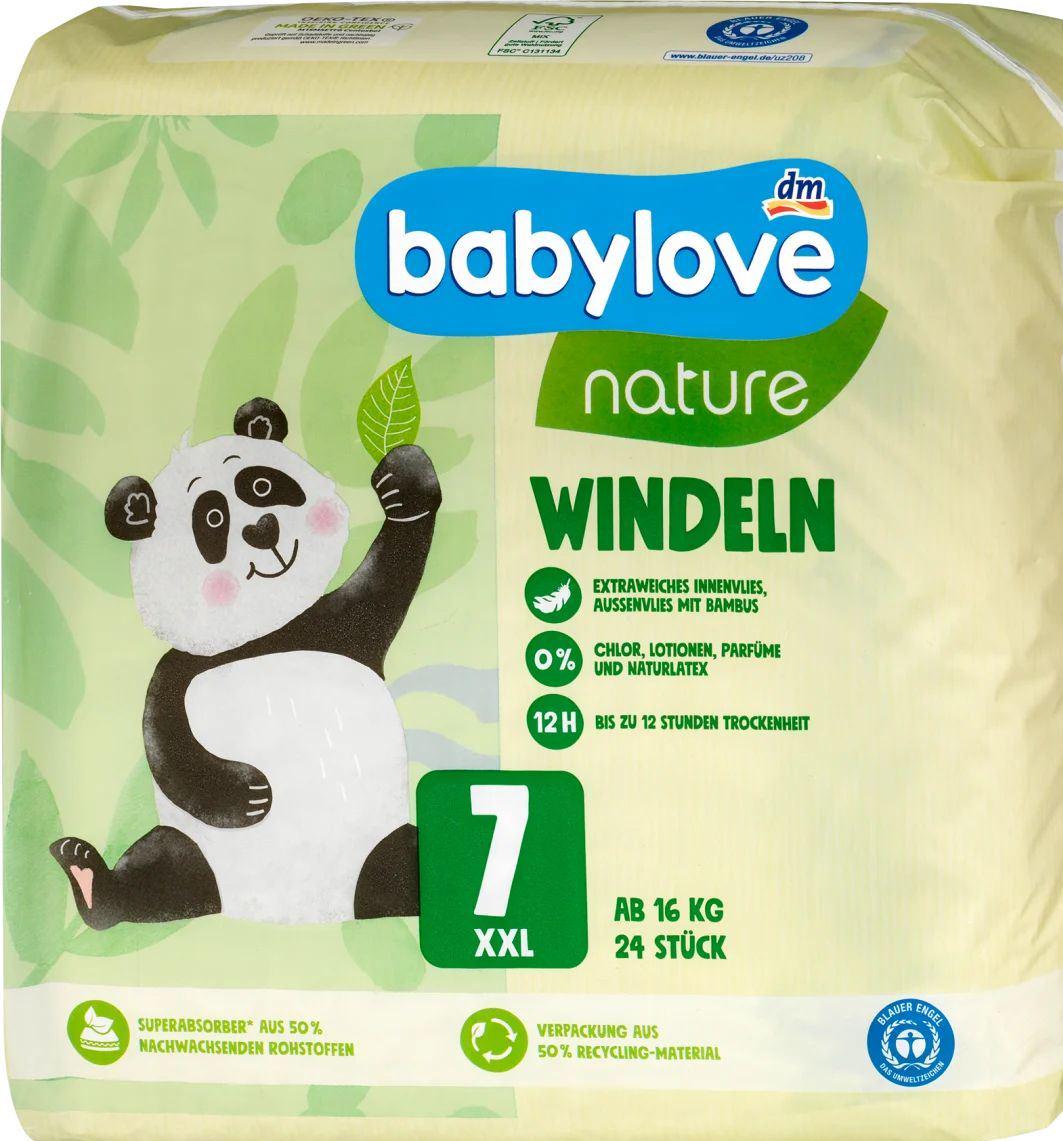 Подгузники Babylove Nature 7 16+ кг 24 шт. (15055)