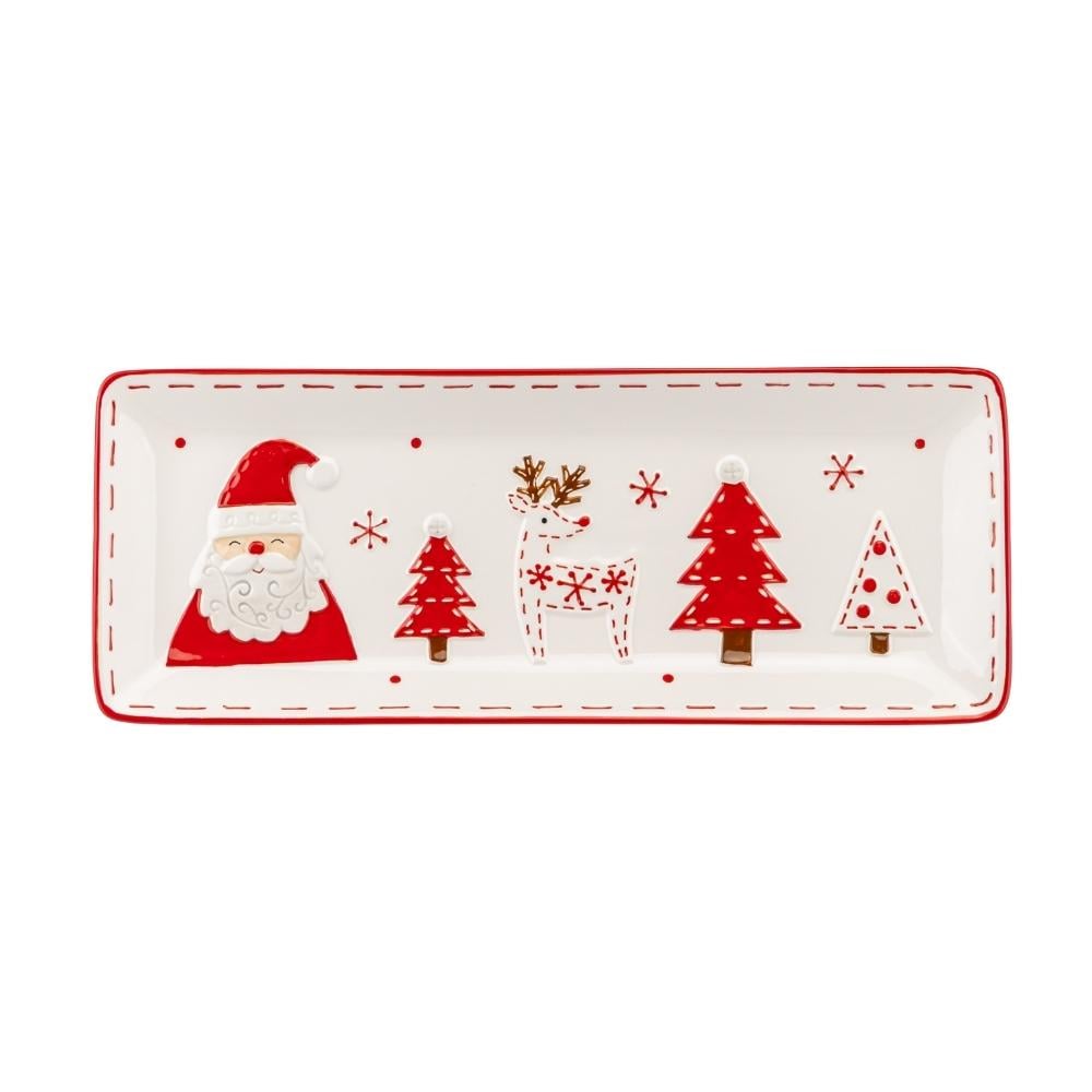 Новогоднее блюдо для сервировки Санта Клаус 41,3 см Бело-красный (147-81-6038-002)