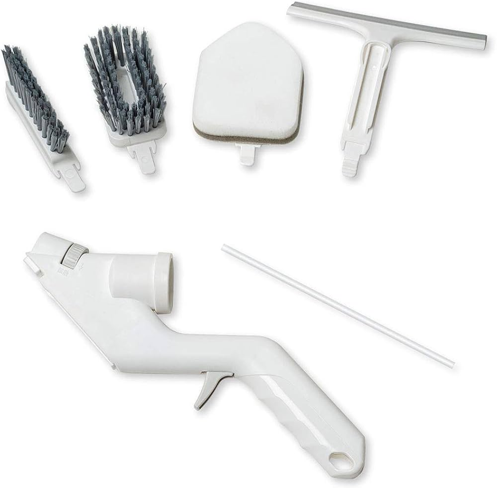 Щітка пластикова для прибирання всіх поверхонь Water Spray Cleaning Kits 4в1 з 4 насадками та розпилювачем Білий (opt-14942)