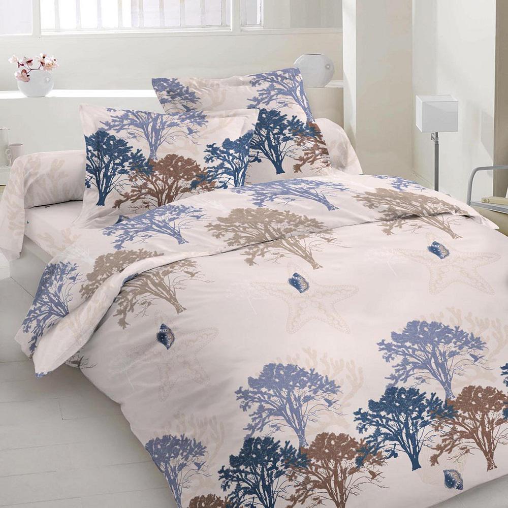 Комплект постельного белья Zastelli Деревья бязь полуторный 145х210 см Blue/Beige