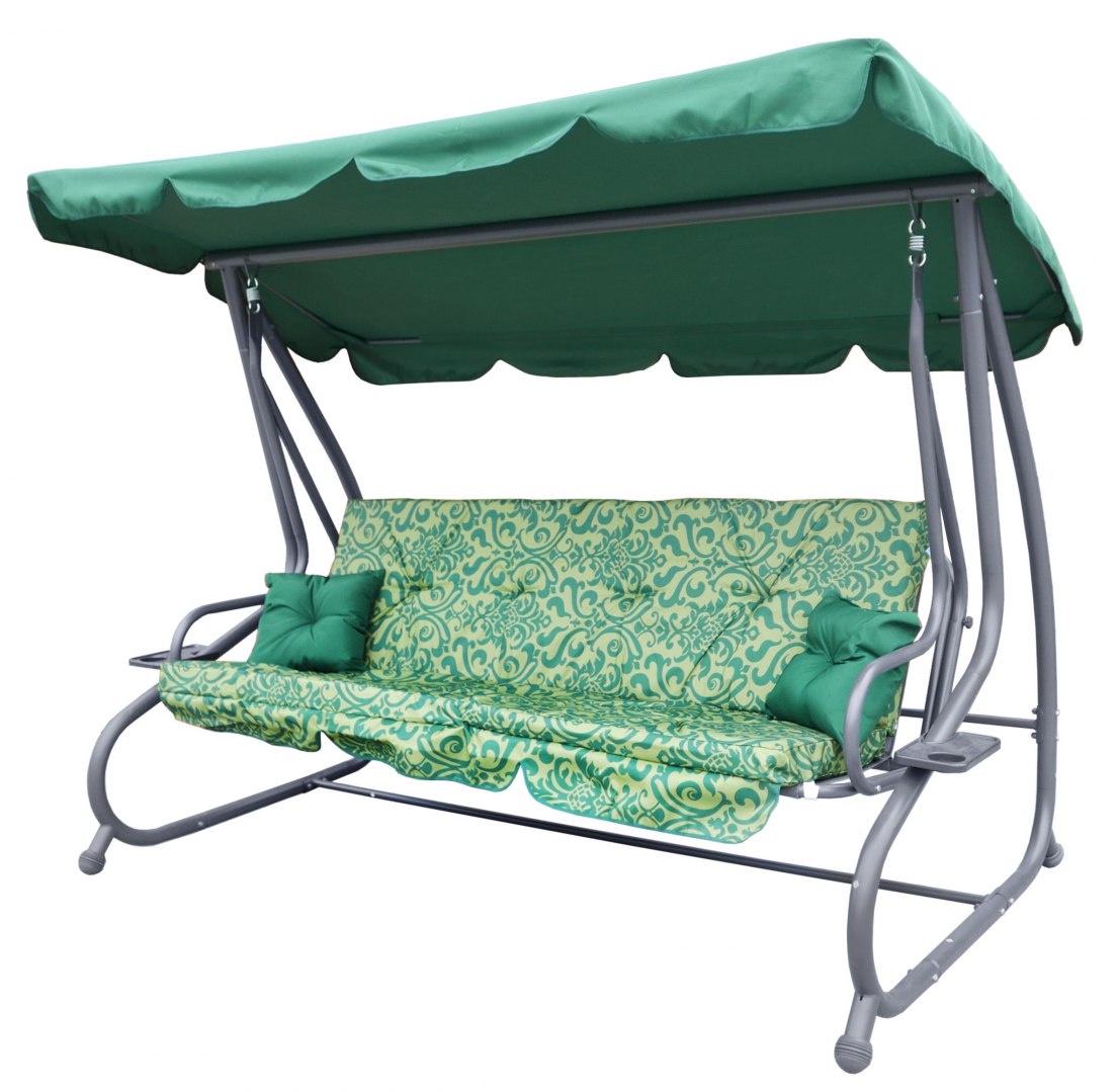 Садовая качель Ramiz 8011 + 2 подушки Зеленый с узором