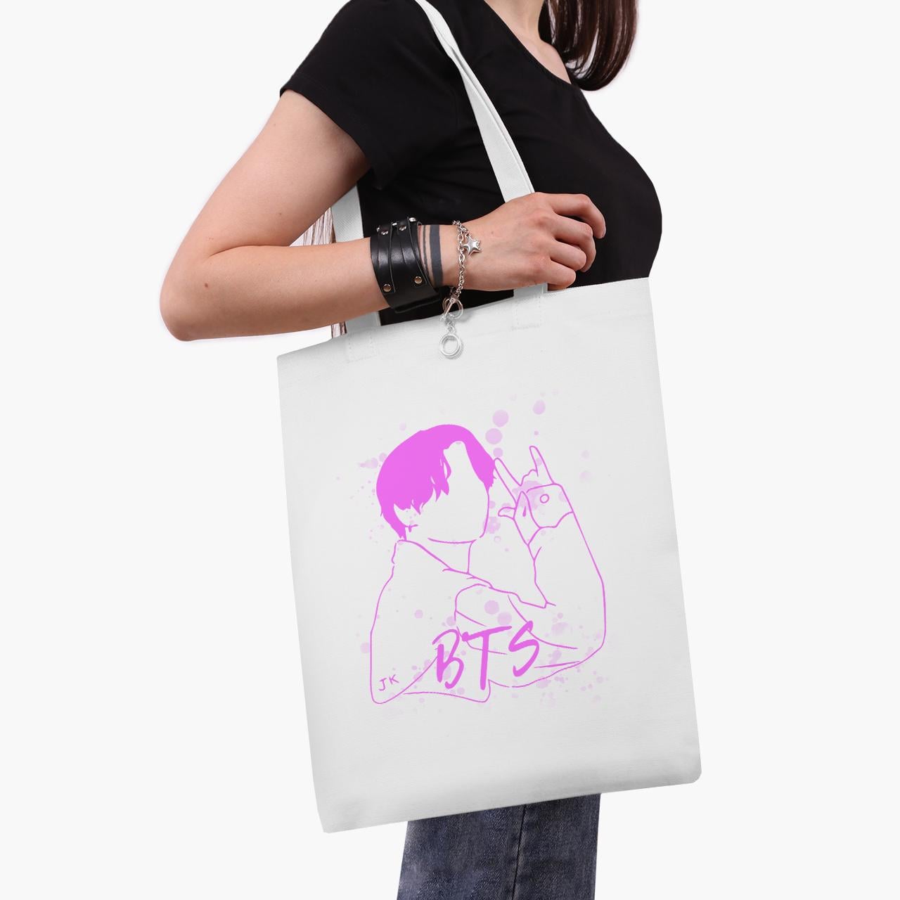Эко сумка шоппер Jungkook BTS 41x35 см Белый (9227-3277-WT1) Эко сумка шоппер Jungkook BTS 41x35 см Белый (9227-3277-WT1)