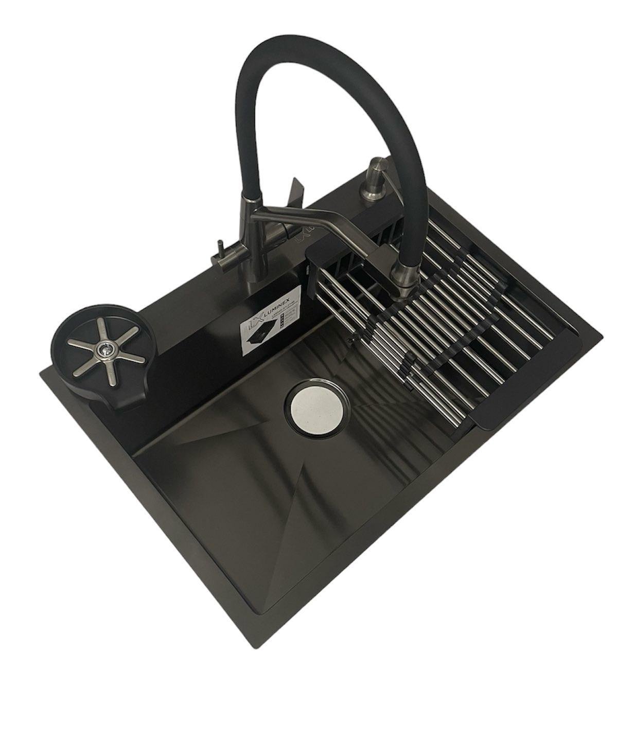 Мойка Luminex Pvd 6545/кран с подключением к фильтру Kroner PVD03817BLK/ополаскиватель для стаканов