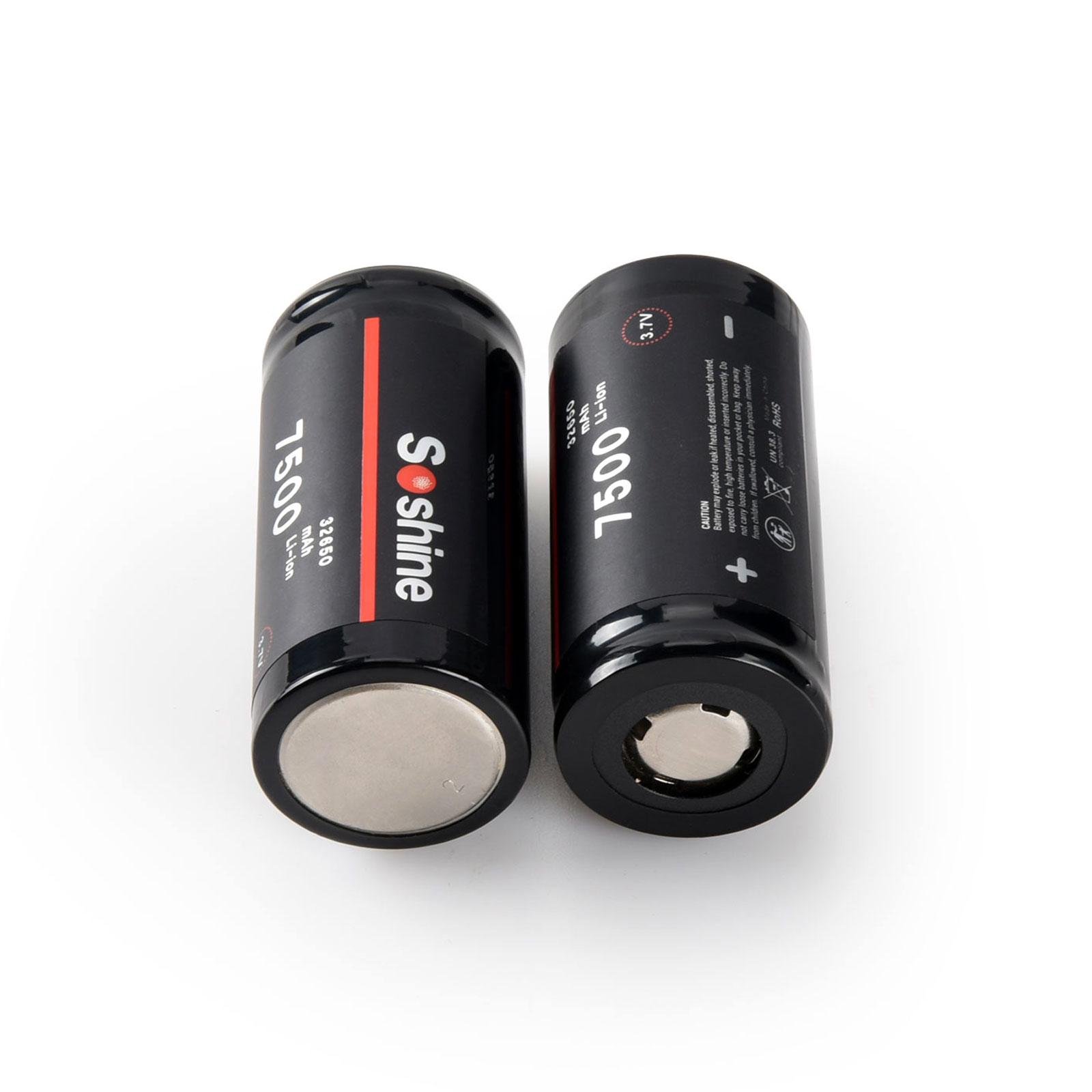 Аккумулятор Li-Ion Soshine 32650 32650-3,7-7500 D 7500 mAh 18A 4,2/3,7/2,75V Flat Top (4660) - фото 2 Аккумулятор Li-Ion Soshine 32650 32650-3,7-7500 D 7500 mAh 18A 4,2/3,7/2,75V Flat Top (4660) - фото 2