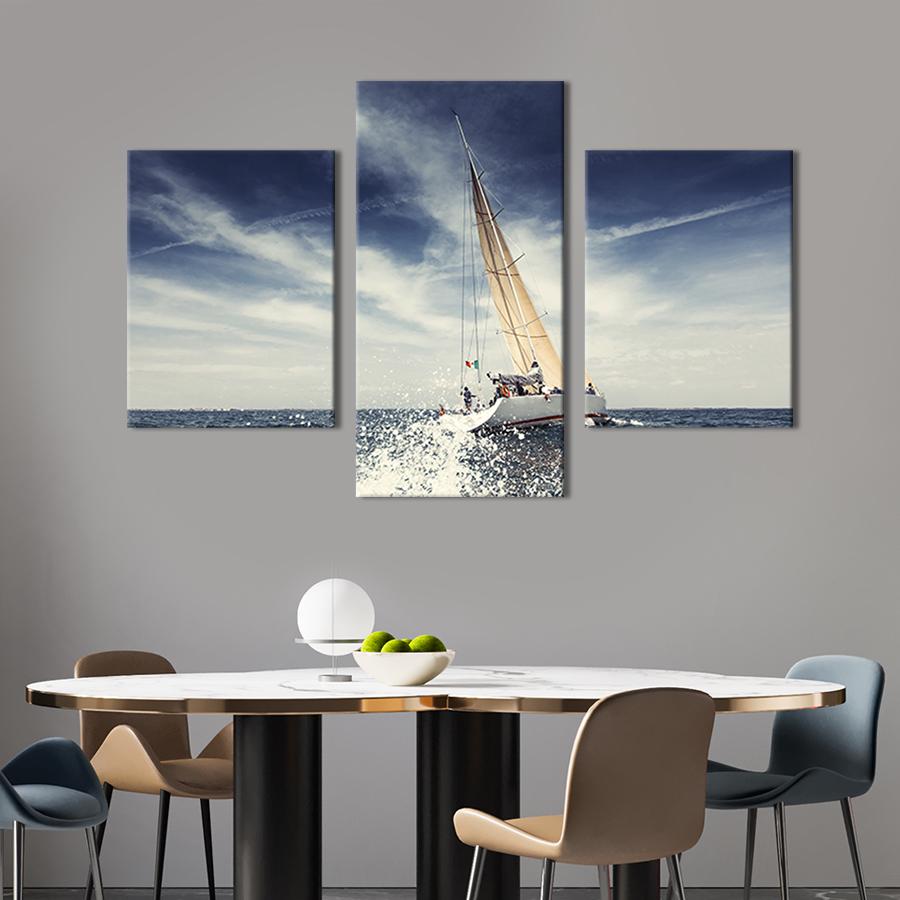 Картина для интерьера Океанская парусная яхта 141x90 см (419-32)