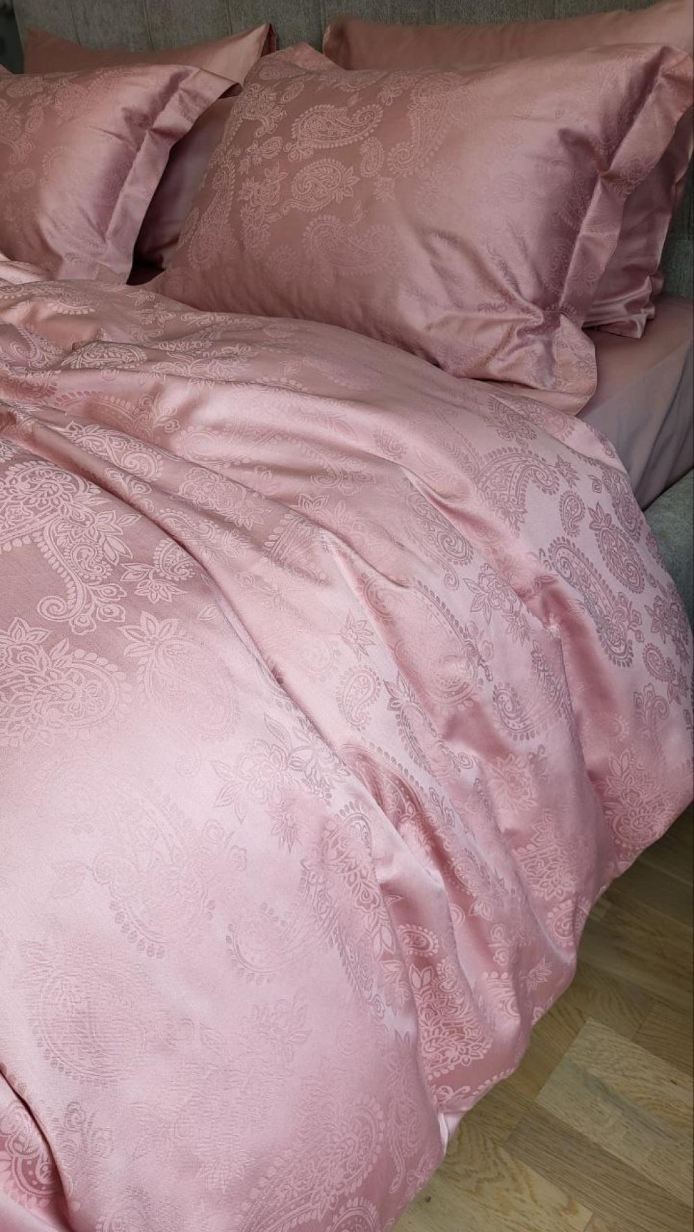 Комплект постельного белья Мир сатин жаккард Premium полуторный/наволочки 50х70/70х70 см Paisley Powder (6144) - фото 6