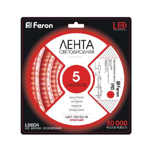 Лента Feron SANAN LS604 60SMD м 12V IP65 светодиодная герметичная Красный - фото 1