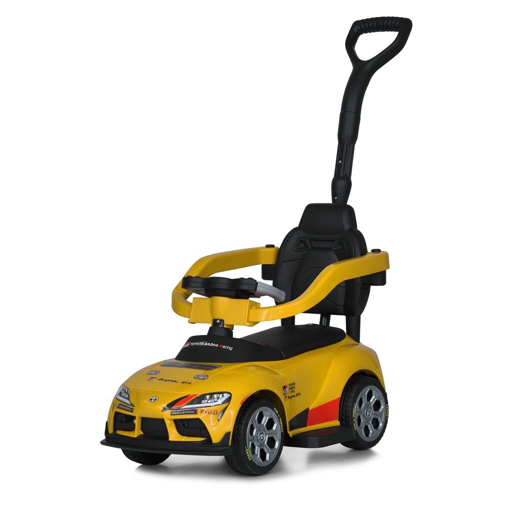 Детская каталка-толокарь Bambi M 6129 с родительской ручкой музыка/свет 2в1 Желтый (2687558767)