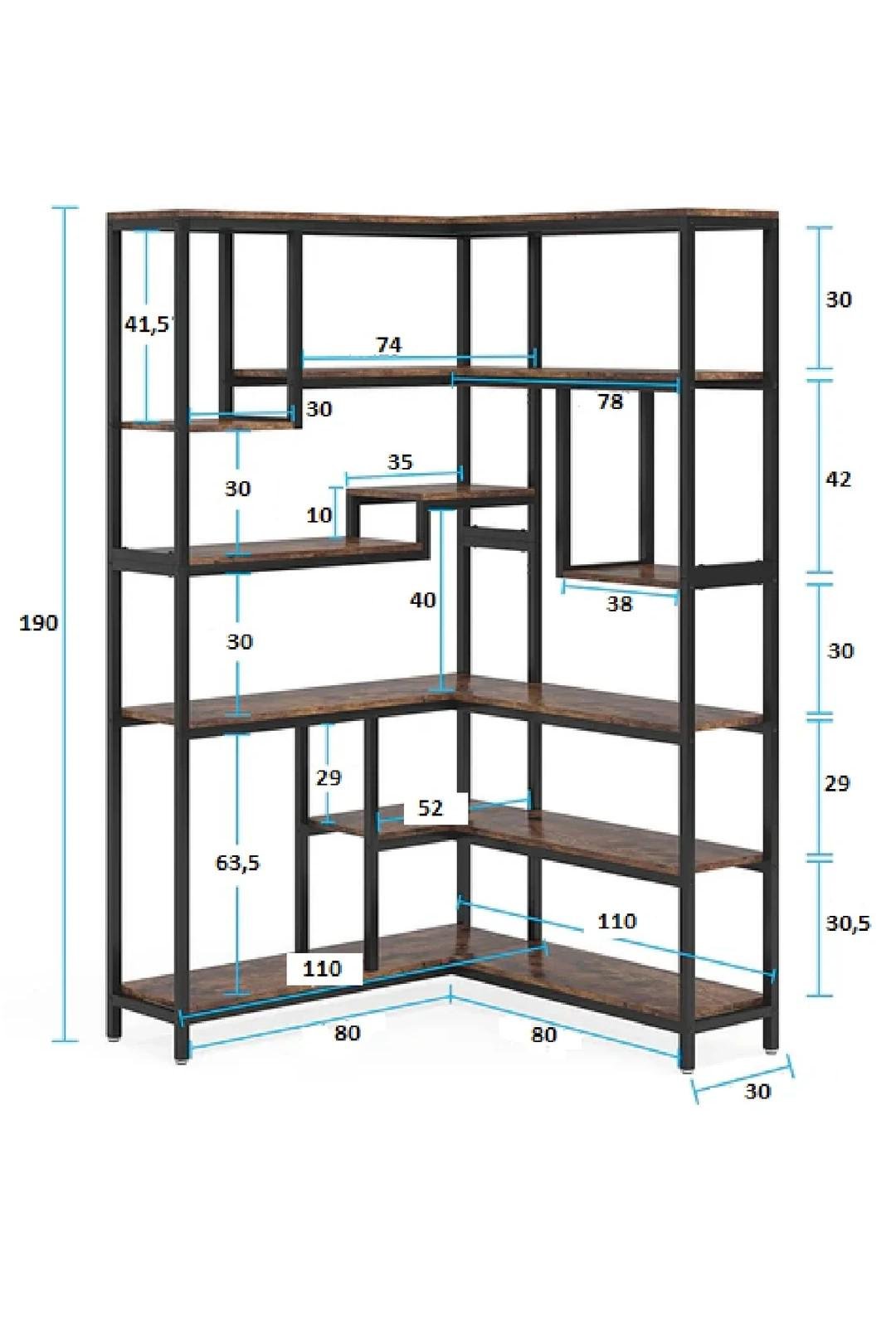 Стеллаж угловой MSM 6-ярусный Коричневый (JW0277) - фото 4 Стеллаж угловой MSM 6-ярусный Коричневый (JW0277) - фото 4