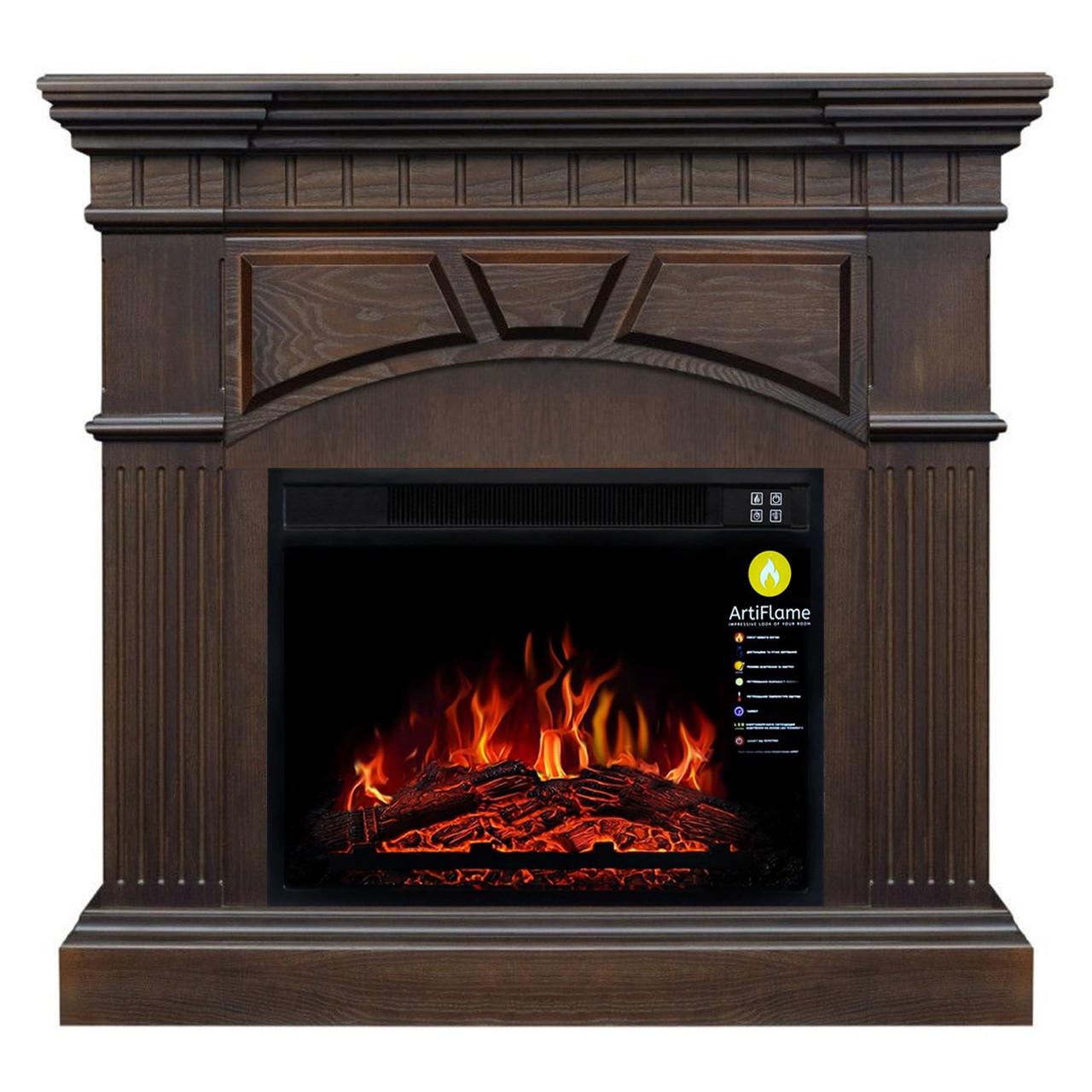 Электрокамин ArtiFlame YORK AF23S со звуком Махагон коричневый