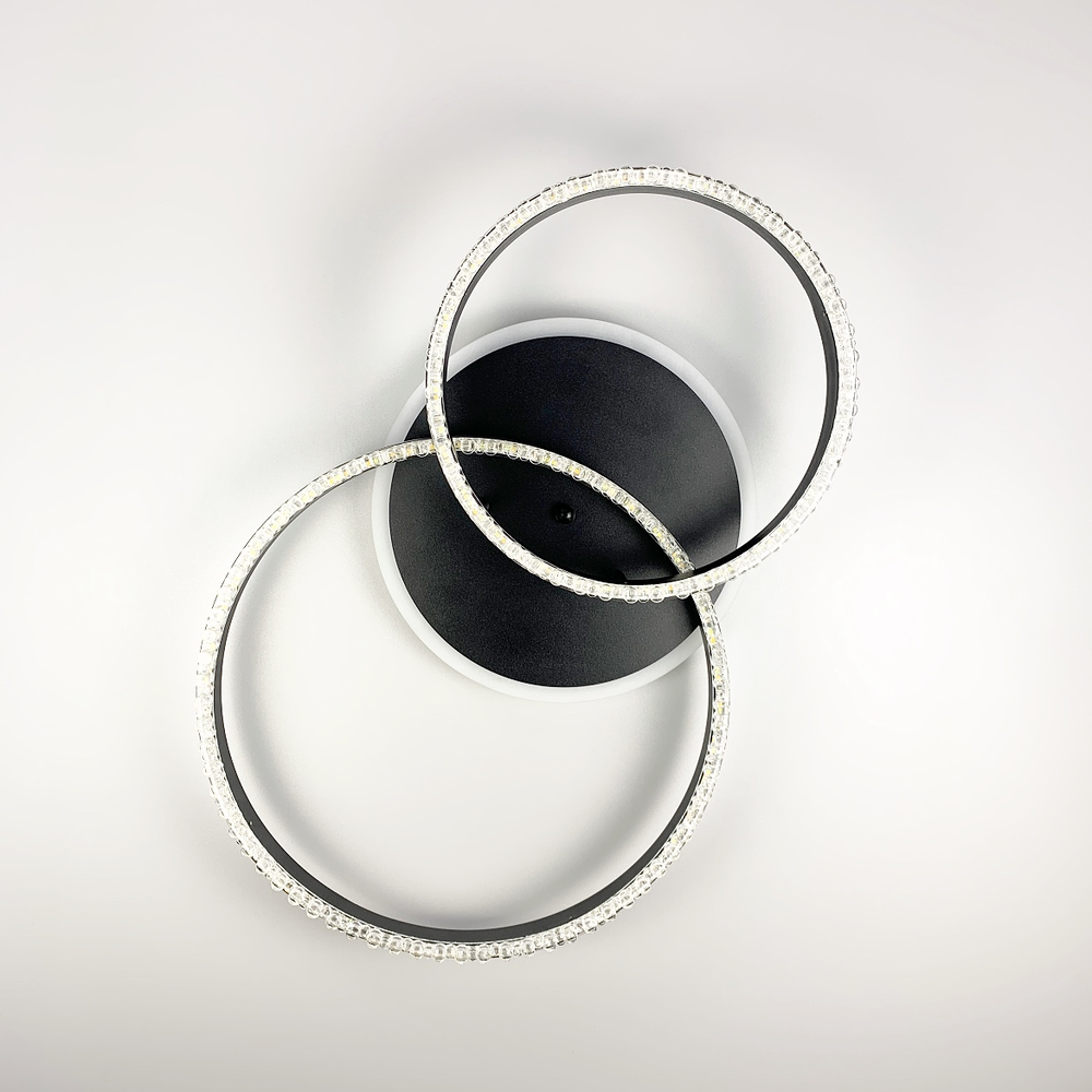 Люстра LED на 2 кольца/RGB подсветка/пульт Черный (А55061/2В RGB BK)